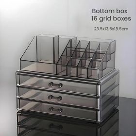 Transparent Plastic Desktop Organizer with 16-Compartment Top Box & Drawer Bottom - Jewelry, Cosmetics, Nail Art Accessory Storage Box (Items: 3-layer small drawer+16-compartment top box)