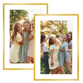2 Packs 16x24in Picture Frames Wall Gallery Photo Frame Wall Mounted Poster Display Frame for Horizontal Vertical Wall Mounted (Color: Gold, size: One Size)