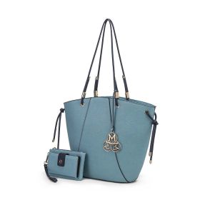 MKF Collection Liv Tote and Wallet Set Fashion Handbag by Mia K. (Material: Vegan Leather, Color: Charcoal)
