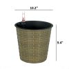 10.2" Self-watering Wicker Decor Planter for Indoor and Outdoor - Round - Natural