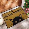 1 Piece Cat Welcome Doormat, Washable Low Pile Rug with Non-Slip Rubberized Dots Backing