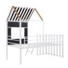 Metal Twin size Loft Bed with Roof, Window, Guardrail, Ladder