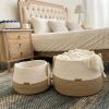 Xemussa 1pc Brown Tassel Handle Cotton rope Large Storage Basket for Toy, Small Basket for Stuffed Animal,Clothes