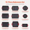 Baking Pan Set 10-Piece Nonstick Carbon Steel Bakeware Set with Silicone Handle