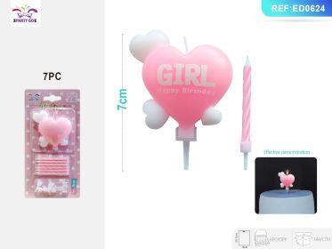 20PACK BirthdayLanguage Candle Set Multilingual Birthday Cake Candles for International Celebrations (0-9: HP Pink Heart)