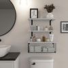 Bathroom Shelf Over Toilet, Floating Bathroom Shelf Wall Mounted with Wire Basket, Floating Shelf for Wall DÃ©cor